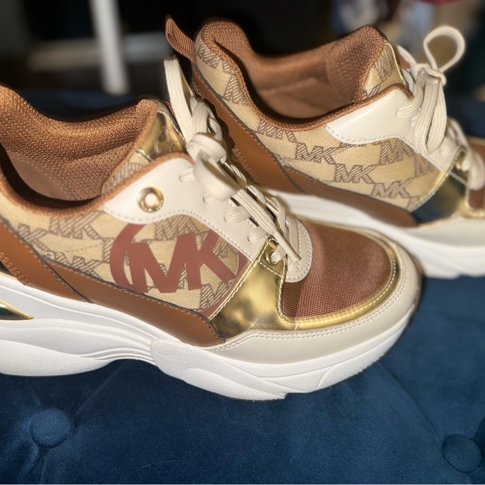 Michael Kors Cream and Gold Sneakers